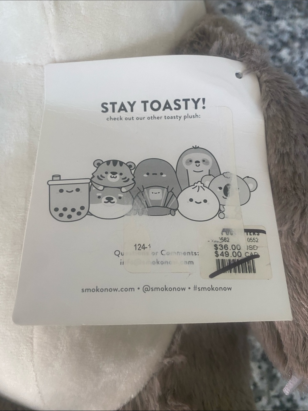 NWT SMOKO Sloth Plush With Heatable Pouch - Picture 7 of 11